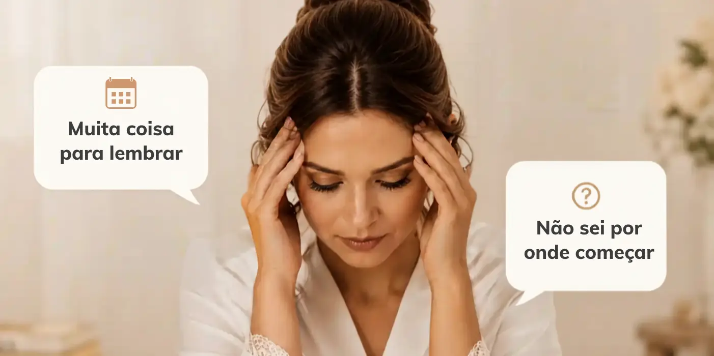 Noiva estressada com o planejamento do casamento